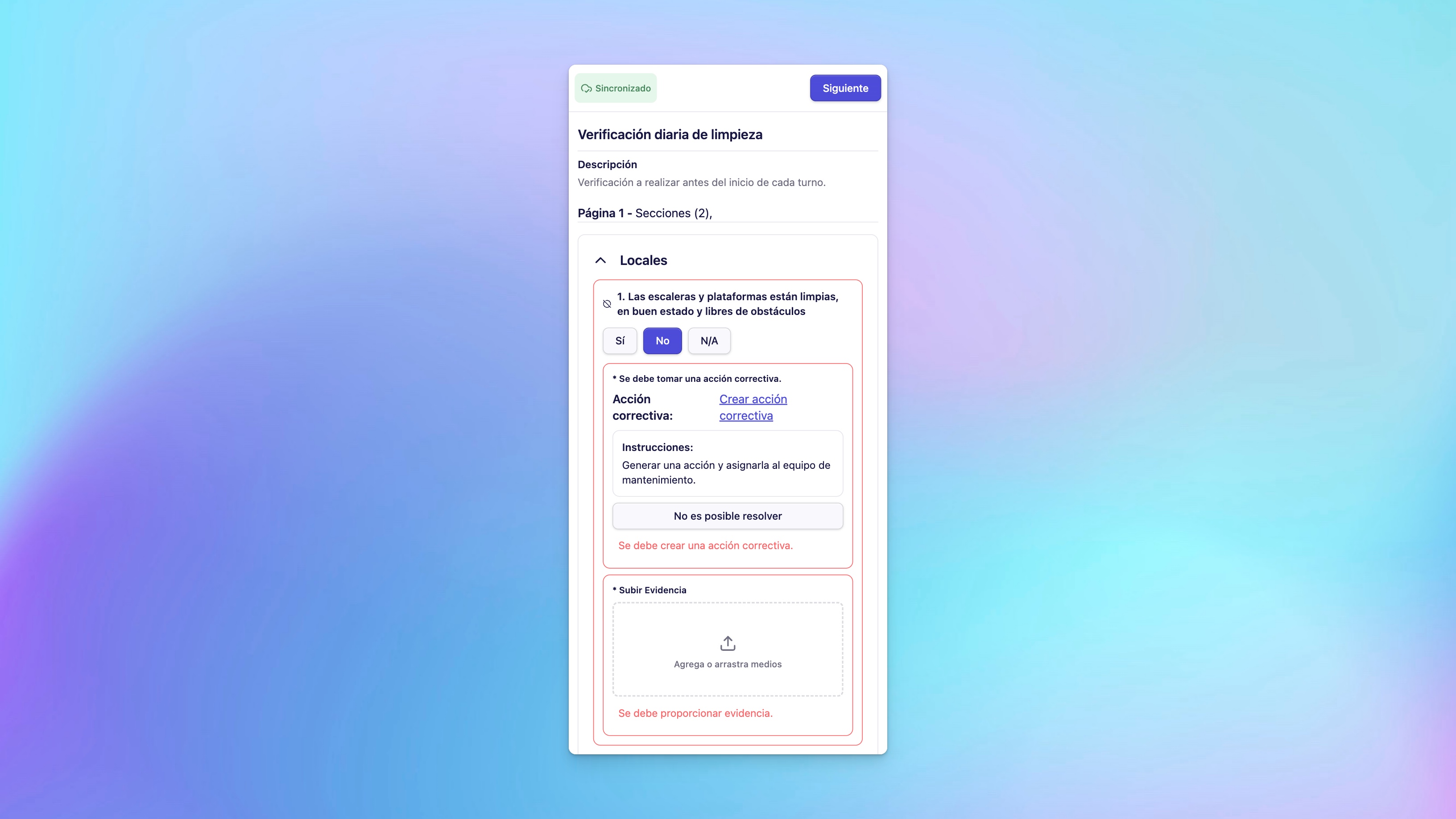 Triggered ticket creation form within an inspection